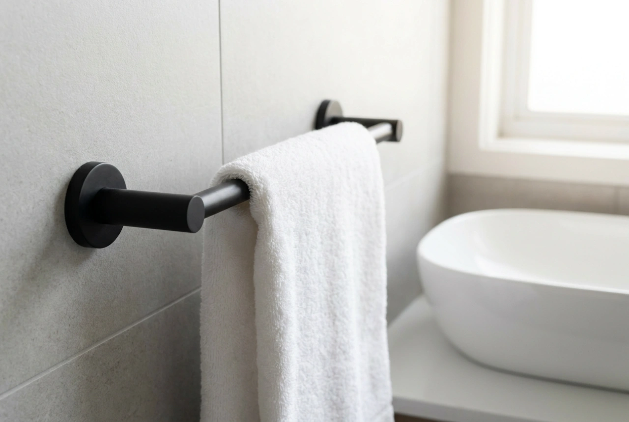 Vešiak na uterák na ruky v hygienickej vzdialenosti od umývadla